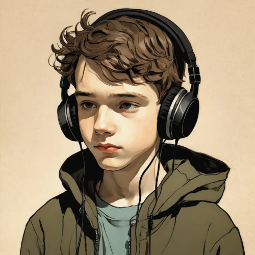 spotify icon,kids illustration,child portrait,twitch icon,soundcloud icon,edit icon,vector art,dj,youtube icon,headphone,phone icon,vector illustration,illustrator,digital painting,headphones,music player,artist portrait,listening to music,digital illustration,audio player,Illustration,Black and White,Black and White 02