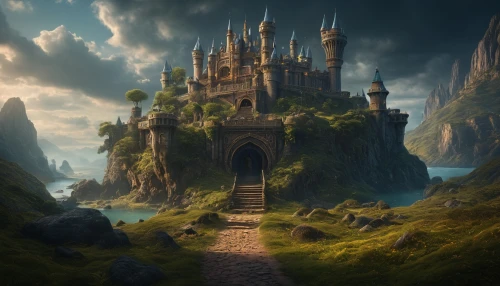 fantasy landscape,fantasy picture,castle of the corvin,fairy tale castle,3d fantasy,fantasy art,fairytale castle,fantasy world,knight's castle,ruined castle,hall of the fallen,heroic fantasy,castel,water castle,the mystical path,gothic architecture,fantasy city,castle,ghost castle,castles,Photography,General,Fantasy