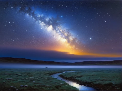 milky way,the milky way,milkyway,astronomy,fantasy landscape,starry sky,salt meadow landscape,fantasy picture,freshwater marsh,northen light,the night sky,galaxy collision,night sky,landscape background,space art,night scene,colorful star scatters,astronomer,cosmos field,night stars,Art,Classical Oil Painting,Classical Oil Painting 13