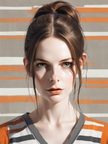 portrait of a girl,girl portrait,portrait background,young woman,digital painting,girl drawing,girl in t-shirt,clementine,mystical portrait of a girl,striped background,illustrator,girl with cloth,vector girl,orange,lilian gish - female,fashion vector,girl in a long,girl in cloth,artist portrait,girl studying,Digital Art,Poster