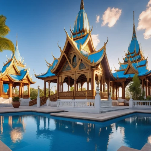 buddhist temple complex thailand,thai temple,cambodia,thailand,thai,grand palace,vientiane,thailad,southeast asia,chiang rai,water palace,laos,asian architecture,teal blue asia,roof domes,white temple,thai cuisine,chiang mai,kuthodaw pagoda,dhammakaya pagoda,Photography,General,Realistic