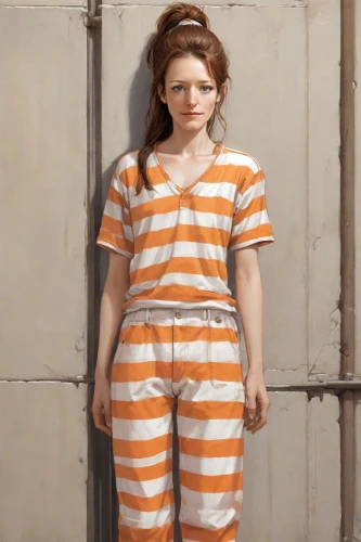 prisoner,prison,raggedy ann,horizontal stripes,liberty cotton,girl in overalls,clementine,pippi longstocking,in custody,pajamas,jumpsuit,david bates,nora,orange,eleven,murcott orange,the girl in nightie,pumuckl,female doll,detention,Digital Art,Comic