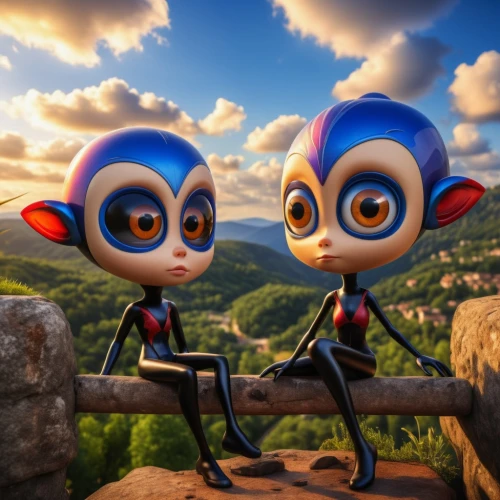 asterales,couple boy and girl owl,dusk background,tandem flight,madagascar,loving couple sunrise,animated cartoon,cute cartoon image,vilgalys and moncalvo,scandia gnomes,villagers,two-point-ladybug,overlook,hot-air-balloon-valley-sky,tandem gliders,cute cartoon character,skylander giants,guards of the canyon,cuckoo wasps,animal film,Photography,General,Realistic