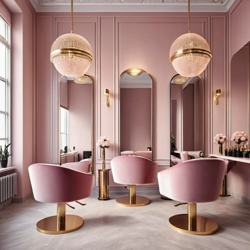 beauty room,salon,pink macaroons,beauty salon,breakfast room,pink round frames,danish furniture,tea cups,gold-pink earthy colors,pink chair,dressing table,luxury bathroom,cosmetics counter,piano bar,interior design,barstools,hairdressing,art deco,interiors,paris cafe,Photography,General,Realistic