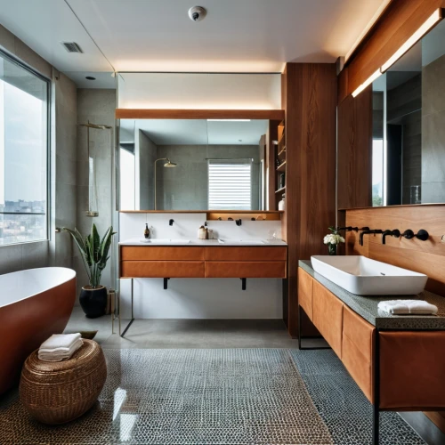 luxury bathroom,modern minimalist bathroom,shower bar,bathroom,bathroom cabinet,modern decor,bathtub,interior modern design,mid century modern,contemporary decor,houseboat,penthouse apartment,tub,interiors,interior design,washroom,modern room,bathtub accessory,luxury suite,travel trailer,Photography,General,Realistic