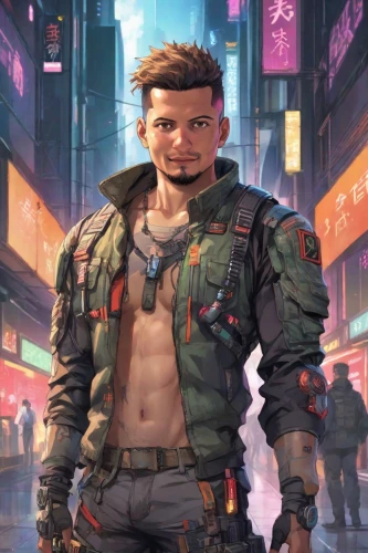 cyberpunk,cyborg,male character,mechanic,mercenary,cargo pants,hk,cg artwork,nikko,sci fiction illustration,bomber,game illustration,punk,abs,cargo,engineer,pilot,soldier,star-lord peter jason quill,kowloon,Digital Art,Anime