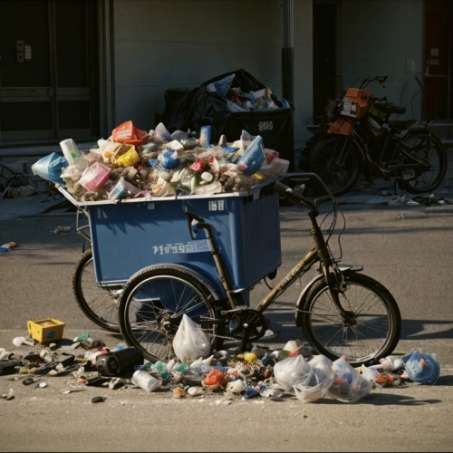 garbage lot,garbage collector,landfill,waste collector,recycling world,trash dump,waste separation,bicycles,garbage cans,trash land,bicycles--equipment and supplies,garbage,rubbish collector,medical waste,garbage truck,litter,bin,residual waste,littering,plastic waste