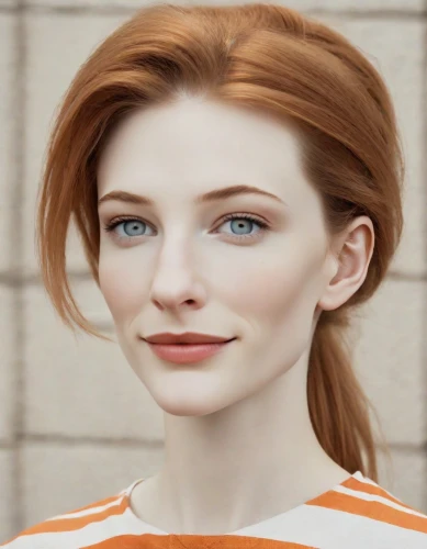 realdoll,orange,redhead doll,natural cosmetic,orange color,ginger rodgers,female model,portrait background,doll's facial features,3d model,rc model,artificial hair integrations,orange half,bright orange,female doll,gradient mesh,clementine,woman face,murcott orange,clary,Photography,Natural