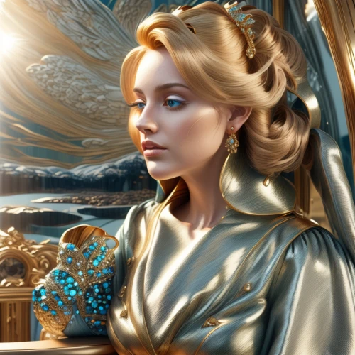 fantasy portrait,art deco woman,golden apple,sci fiction illustration,elsa,fantasy art,cg artwork,cinderella,romantic portrait,mary-gold,golden crown,jessamine,fantasy picture,star mother,princess leia,world digital painting,the snow queen,golden haired,celtic queen,aphrodite