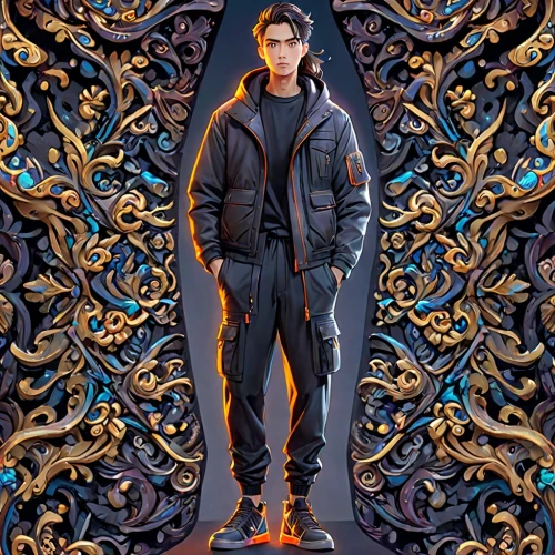 tracksuit,unagi,human torch,martial arts uniform,fire background,coveralls,terminator,cargo pants,gale,portrait background,sweatpant,jumpsuit,sci fiction illustration,cg artwork,steelworker,repairman,matrix,daemon,jacket,cd cover,Anime,Anime,General