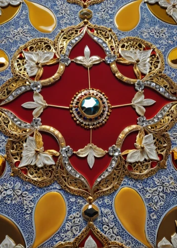 circular ornament,floral ornament,gold ornaments,motifs of blue stars,ceiling,quatrefoil,frame ornaments,decorative fan,ornament,decorative plate,decorative frame,patterned wood decoration,hall roof,dome roof,rangoli,floral decorations,golden wreath,christ star,venetian mask,traditional pattern,Photography,General,Realistic