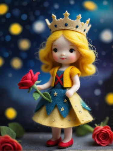 fairy tale character,rosa 'the fairy,heart with crown,princess sofia,princess crown,rosa ' the fairy,little princess,fairy queen,queen of hearts,crown render,disney rose,cute cartoon image,fairytale characters,princess,little girl fairy,yellow rose background,star dahlia,cinderella,dress doll,cute cartoon character,Unique,3D,Toy