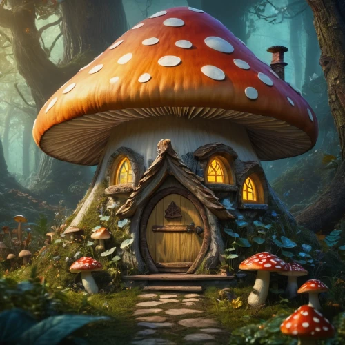 mushroom landscape,mushroom island,forest mushroom,toadstool,toadstools,fairy house,club mushroom,umbrella mushrooms,tree mushroom,forest mushrooms,lingzhi mushroom,fairy village,mushroom,mushroom type,house in the forest,mushrooms,blood milk mushroom,fairy door,champignon mushroom,amanita,Photography,General,Fantasy