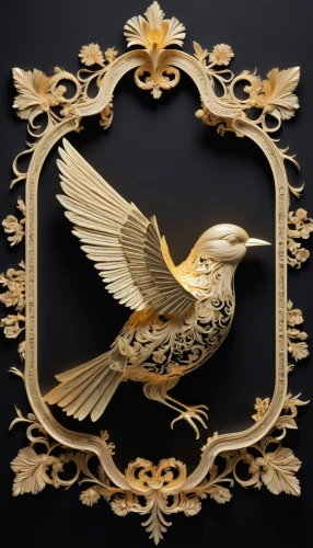 an ornamental bird,ornamental bird,coat of arms of bird,prince of wales feathers,bird frame,decoration bird,bird skull,floral and bird frame,old world oriole,gold finch,birds gold,raven sculpture,head plate,ring dove,old world flycatcher,pipit,bird wing,dove of peace,art nouveau frame,ornamental duck,Art,Classical Oil Painting,Classical Oil Painting 01