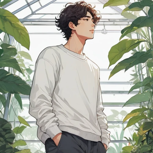 greenhouse,greenhouse cover,botanic,conservatory,flower dome,indoor,chen,greenhouse effect,garden of eden,greenery,houseplant,plants,green garden,palm house,overgrown,gardener,long-sleeve,aviary,gardening,nature and man,Illustration,Japanese style,Japanese Style 06