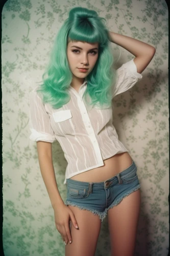 dahlia white-green,pixie-bob,pixie,watercolor pin up,retro pin up girl,vintage angel,blue mint,retro girl,turquoise,pinup girl,spearmint,mint blossom,menta,retro woman,green mermaid scale,vintage girl,mentha,pin ups,color turquoise,teal,Photography,Documentary Photography,Documentary Photography 02