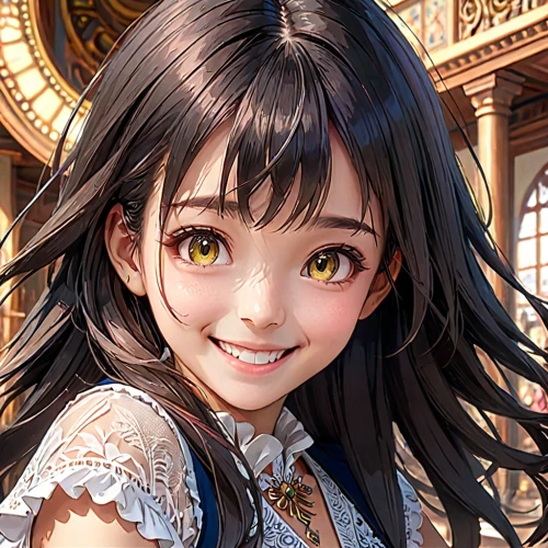 portrait background,vanessa (butterfly),a girl's smile,radiant,cg artwork,nico,heterochromia,erika,maya,smiling,background images,alibaba,edit icon,french digital background,grin,a smile,girl portrait,pupils,romantic portrait,ren,Anime,Anime,General