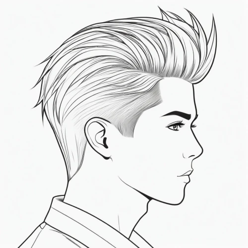 pompadour,mohawk hairstyle,quiff,rockabilly style,pomade,rockabilly,line-art,asymmetric cut,smooth hair,line art,lineart,feathered hair,hairstyle,bouffant,layered hair,trunks,angel line art,mohawk,flattop,hair shear,Illustration,Black and White,Black and White 04