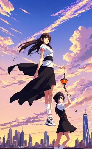 flying girl,sakura background,haruhi suzumiya sos brigade,skycraper,gomashio,japanese sakura background,anime cartoon,flying seed,sky,flying heart,flying noodles,euphonium,clear sky,hiyayakko,would a background,school skirt,summer sky,world end,akko,cosmos wind,Common,Common,Japanese Manga