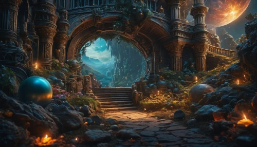 fantasy landscape,portal,hall of the fallen,3d fantasy,fantasy picture,the mystical path,the threshold of the house,fantasy art,pathway,gateway,threshold,archway,fantasy world,fantasia,northrend,witch's house,kadala,druid grove,labyrinth,fairy village,Photography,General,Fantasy