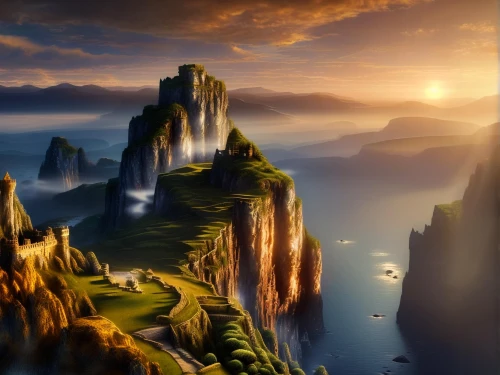 fantasy landscape,mountainous landscape,meteora,mountain landscape,mountain world,fantasy picture,landscape background,beautiful landscape,mountain scene,cliffs ocean,yellow mountains,full hd wallpaper,world digital painting,futuristic landscape,an island far away landscape,mount scenery,japan landscape,mountain and sea,high landscape,landscapes beautiful