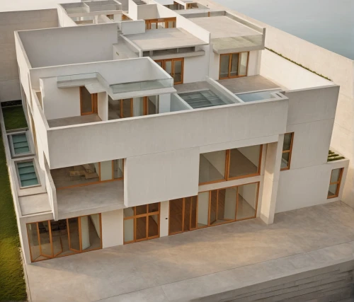 dunes house,3d rendering,salar flats,modern house,cubic house,residential house,glass facade,block balcony,danish house,cube stilt houses,appartment building,modern architecture,stucco frame,frame house,villas,residential,townhouses,housebuilding,apartments,modern building,Photography,General,Realistic
