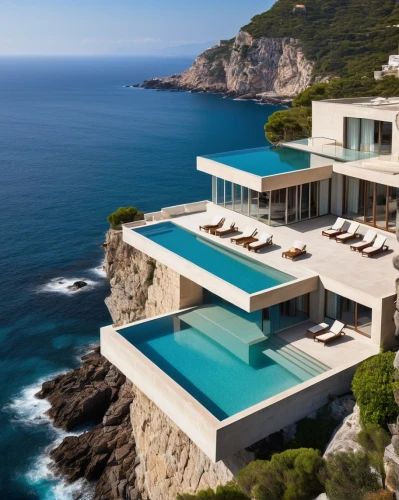 luxury property,infinity swimming pool,pool house,luxury home,luxury real estate,dunes house,beach house,house by the water,cliffs ocean,holiday villa,beautiful home,modern house,roof top pool,modern architecture,ocean view,private house,crib,cliff top,summer house,house of the sea,Photography,General,Realistic