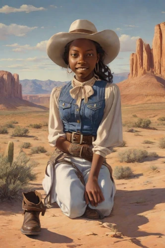 american frontier,wild west,western film,african american woman,zion,western riding,western,cowgirl,stagecoach,cowgirls,western pleasure,countrygirl,black woman,country-western dance,arid land,girl in a historic way,lasso,rodeo,mexican hat,girl scouts of the usa,Digital Art,Poster