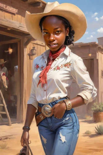 western film,wild west,cowgirl,american frontier,western,western riding,sheriff,lasso,countrygirl,country-western dance,cowgirls,girl in a historic way,charreada,cow boy,girl with gun,woman of straw,cowboy bone,cowboy,african american woman,sombrero,Digital Art,Impressionism