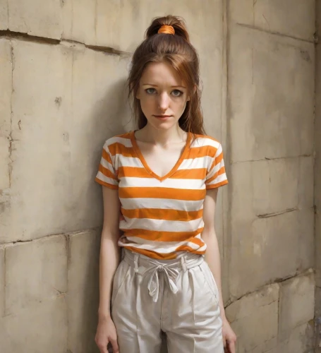 pippi longstocking,girl in overalls,girl in t-shirt,clementine,raggedy ann,redhead doll,child portrait,portrait of a girl,orange color,young model istanbul,orange,orange half,child girl,cinnamon girl,the little girl,little girl,orange cream,gap kids,horizontal stripes,liberty cotton,Digital Art,Comic
