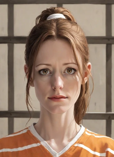 portrait of a girl,the girl's face,rendering,prisoner,realdoll,character animation,girl portrait,realistic,mikuru asahina,render,piper,woman face,nora,portrait background,detention,doll's facial features,freckles,woman's face,mug,lindsey stirling,Digital Art,Comic