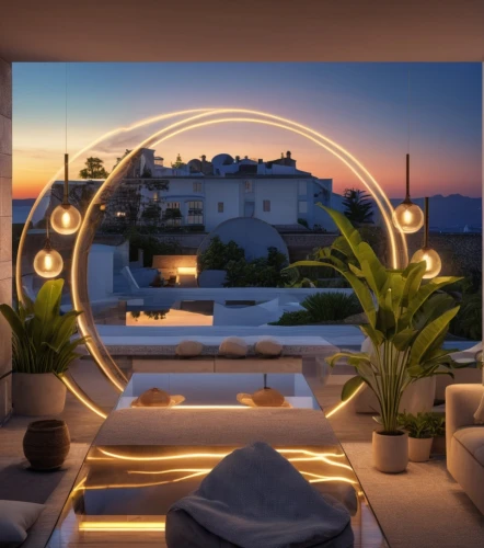 penthouse apartment,semi circle arch,sky apartment,roof terrace,cabana,round window,modern decor,mykonos,shared apartment,circle shape frame,apartment lounge,an apartment,smart home,roof landscape,roof lantern,sicily window,roof garden,luxury real estate,luxury property,porthole,Photography,General,Realistic