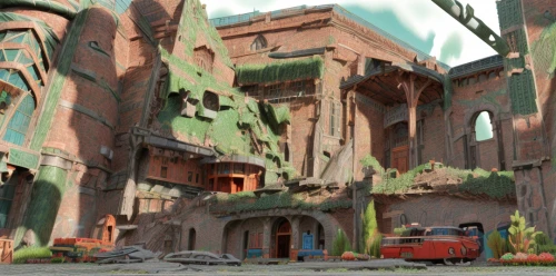 ruins,ruin,bastion,concept art,radiator springs racers,lost place,industrial ruin,scrapyard,riad,castle iron market,abandoned,development concept,ancient city,study,gaudí,abandoned place,material test,lost places,salvage yard,rubble