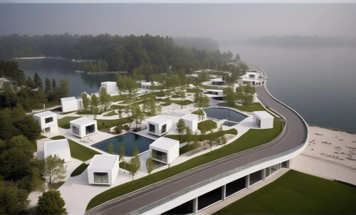 eco hotel,cube stilt houses,autostadt wolfsburg,artificial island,artificial islands,house with lake,espoo,sewage treatment plant,solar cell base,archidaily,golf resort,eco-construction,futuristic architecture,luxury property,modern architecture,dunes house,hotel complex,lake view,cubic house,canada cad,Photography,General,Realistic