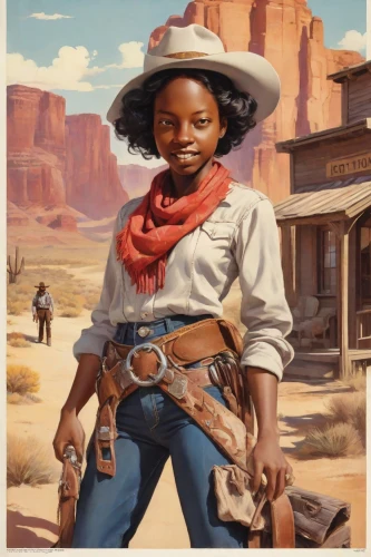 girl in a historic way,african american woman,american frontier,afro-american,wild west,afroamerican,girl with gun,cowgirl,western riding,afro american girls,western,girl with a gun,woman holding gun,afro american,african woman,cowgirls,western film,travel woman,namib,african-american,Digital Art,Poster