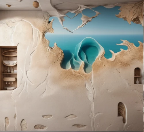 wall painting,sand art,coastal and oceanic landforms,sea cave,continental shelf,mural,panoramical,wall plaster,wall paint,sea caves,dune sea,cartoon video game background,sea trenches,admer dune,erosion,mushroom landscape,mermaid background,painted wall,beach erosion,shifting dunes,Photography,General,Realistic