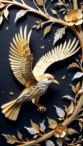 ornamental bird,an ornamental bird,gold leaf,gold foil art,decoration bird,gold paint stroke,birds gold,firebirds,bird wing,gold paint strokes,paper art,golden dragon,gold leaves,gilding,gold filigree,gold foil tree of life,prince of wales feathers,firebird,gold foil laurel,gold new years decoration,Anime,Anime,General