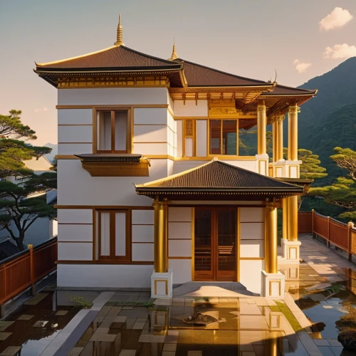 asian architecture,the golden pavilion,golden pavilion,japanese architecture,oriental painting,roof landscape,ginkaku-ji,temple fade,japanese background,buddhist temple,chinese architecture,house painting,oriental,pagoda,kinkaku-ji,wooden house,asian vision,world digital painting,traditional house,house by the water,Photography,General,Realistic