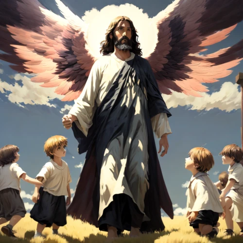 son of god,benediction of god the father,angelology,god the father,holy spirit,the archangel,uriel,calvary,the angel with the cross,pentecost,jesus child,merciful father,mercy,angels of the apocalypse,angels,twelve apostle,evangelion,almighty god,sermon,the good shepherd