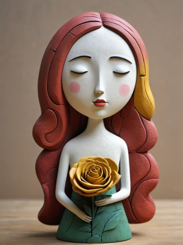porcelain rose,clay doll,handmade doll,paper art,artist doll,rose sleeping apple,maiden anemone,rose bloom,wooden doll,doll figure,miniature figure,clay animation,romantic rose,paper rose,ginger blossom,orange rose,girl in flowers,paper roses,rose bouquet,painter doll,Illustration,Abstract Fantasy,Abstract Fantasy 22