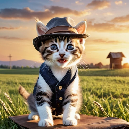cute cat,oktoberfest cats,funny cat,vintage cat,american wirehair,chinese pastoral cat,cowboy beans,animals play dress-up,cat image,napoleon cat,farmer,cow boy,cute animals,cat sparrow,cat european,mow,cartoon cat,american bobtail,cat warrior,puss in boots,Photography,General,Realistic