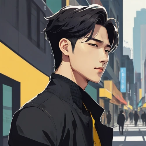 city ​​portrait,spy visual,kai,game illustration,guk,seoul,handsome model,handsome,jeon,ziu,busan,handsome guy,ren,vector illustration,busan night scene,a pedestrian,hong,portrait background,jackson,world digital painting,Illustration,Japanese style,Japanese Style 06