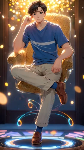 cg artwork,leo,gale,aladdin,zodiac sign leo,zodiac sign libra,libra,ken,sit,eros,son goku,ren,joseph,golden swing,sitting on a chair,marco,yang,joshua,astronomer,vane,Anime,Anime,Realistic