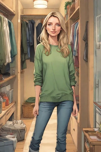 woman shopping,shopping icon,cleaning woman,walk-in closet,women clothes,pajamas,lisaswardrobe,cargo pants,khaki pants,women's closet,advertising clothes,housekeeper,shopper,housekeeping,housework,closet,female doctor,pantry,animated cartoon,women's clothing,Digital Art,Comic