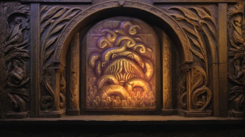 wood carving,carved wood,creepy doorway,carved wall,carvings,the door,the threshold of the house,wooden door,hall of the fallen,fairy door,doorway,tabernacle,puppet theatre,iron door,dark cabinetry,carved,the manger,crypt,wood window,sepulchre