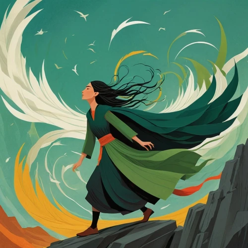 little girl in wind,flying girl,whirling,whirlwind,wind wave,mountain spirit,the wind from the sea,throwing leaves,wind machine,wind warrior,winds,the spirit of the mountains,wind,mulan,wind finder,windy,sprint woman,harpy,flying seed,twirl,Illustration,Vector,Vector 08