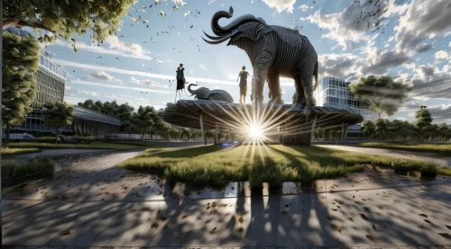 lawn ornament,elephants and mammoths,circus elephant,elephant,elephants,pachyderm,elephant camp,elephant's child,cartoon elephants,3d rendering,elephant ride,b3d,photomanipulation,elephantine,mammoth,mandala elephant,indian elephant,3d fantasy,photo manipulation,blue elephant