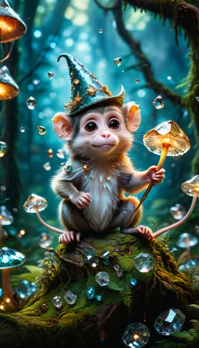 dormouse,scandia gnome,whimsical animals,faery,fantasy picture,fairy tale character,faerie,fantasy art,marmoset,tamarin,fae,fairy world,magical adventure,children's fairy tale,gnome,forest animal,fairy forest,woodland animals,fantasy portrait,scandia gnomes,Photography,General,Fantasy