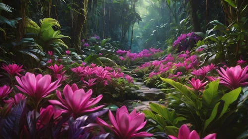 tropical bloom,fairy forest,tropical flowers,forest flower,elven forest,tunnel of plants,forest floor,lilies of the valley,rainforest,sea of flowers,bromeliaceae,kahila garland-lily,fairy world,tropical jungle,芦ﾉ湖,splendor of flowers,bromeliad,wild tulips,the valley of flowers,lotuses,Photography,General,Natural