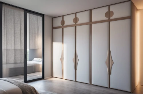 room divider,hinged doors,modern room,bamboo curtain,sliding door,walk-in closet,bedroom,japanese-style room,sleeping room,canopy bed,guest room,3d rendering,modern decor,guestroom,metallic door,search interior solutions,contemporary decor,four-poster,render,window blind,Photography,General,Realistic